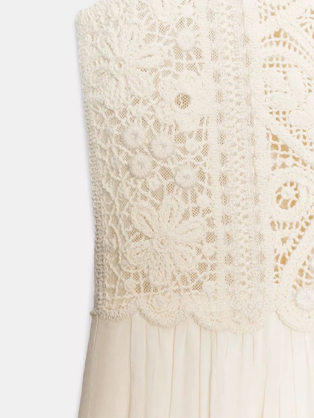 Zara Cream Crochet Bodice Maxi Dress - Picture 9 of 9